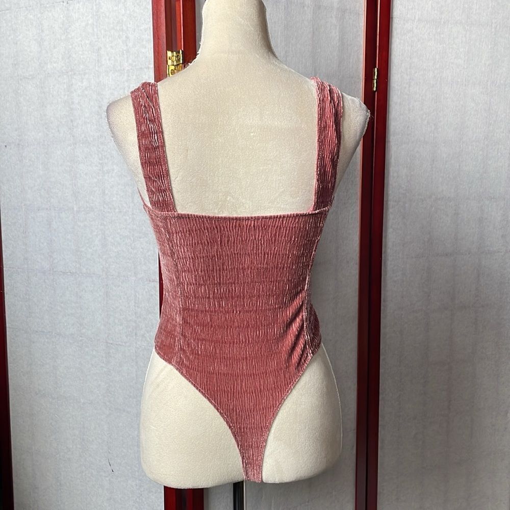 Urban Outfitters Out From Under Pink Crushed Velvet Bustier Bodysuit (Size:Small - Picture 11 of 16